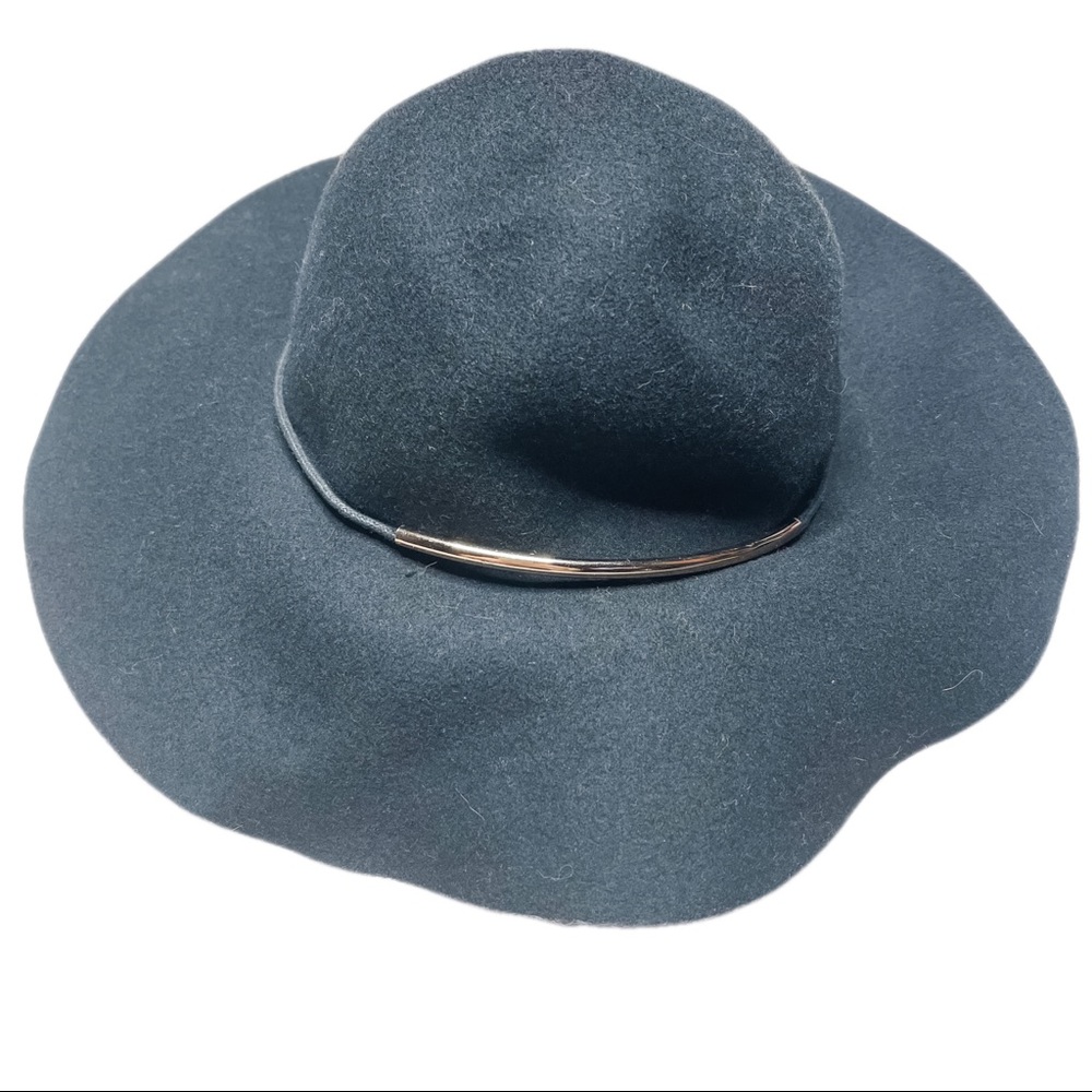 Nine West Women's Black Felt Floppy Hat with Gold Accent